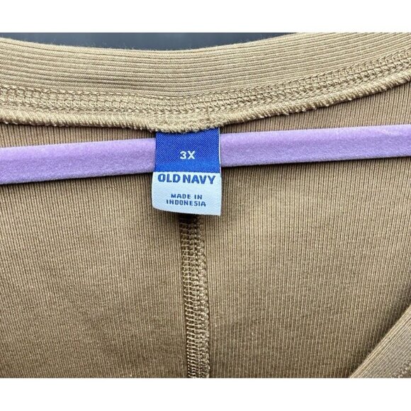 Old Navy Ribbed Knit Midi 3X Dress V Neck Long Sleeve Front Button w/Side Slits - Picture 9 of 11